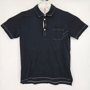 Billy Reid Shirt Mens Large Polo Casual Button Up Preppy Short Sleeve Black